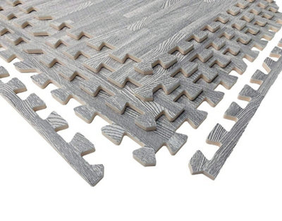 Wadan 4pc 60x60cm Grey Wooden Effect Interlocking Eva Floor Tiles