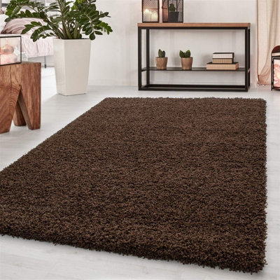 Wadan 60x110cm Brown Shaggy Rug - Rectangular Soft Touch Thick Pile Modern Area Rug - Rugs for Living & Bedroom Non Shedding