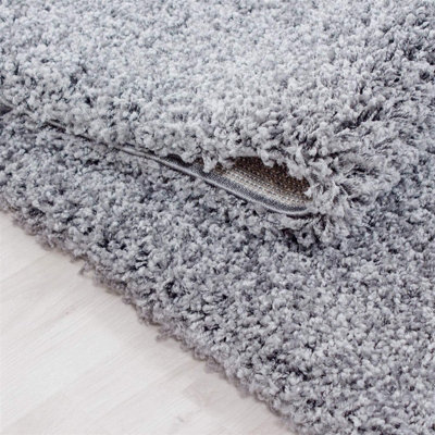 Wadan 60x110cm Silver Shaggy Rug - Rectangular Soft Touch Thick Pile Modern Area Rug - Rugs for Living & Bedroom Non Shedding