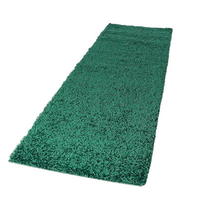 Wadan 60x220 Emeralad Shaggy Runner - Modern Rug - Soft Touch Thick Pile Area Runner Rug for Living Room and Bedroom