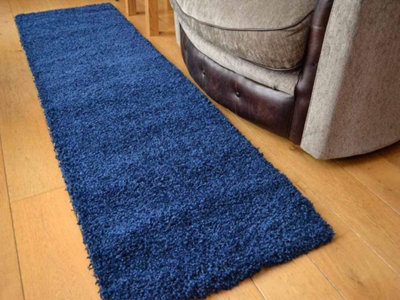 Wadan 60x220 Navy Blue Shaggy Runner - Modern Rug - Soft Touch Thick Pile Area Runner Rug for Living Room and Bedroom