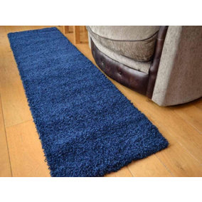 Wadan 60x220 Navy Blue Shaggy Runner - Modern Rug - Soft Touch Thick Pile Area Runner Rug for Living Room and Bedroom