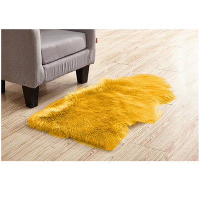 Wadan 60x90cm Yellow Sheepskin Rug Faux Fur Shaggy Rug Ultra Soft Washable Sheepskin Rug for Bedroom Kids Room Living Room DIY at B Q
