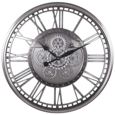 Wadan 70cm Bronze Roman Mechanical Moving Gears Wall Clock Clear Numbers Easy to Read Battery Operated Analogue Wall Clock