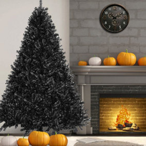 Wadan 7ft Black Artificial Christmas Tree, 1000 Tips Xmas Tree with Solid Metal Legs