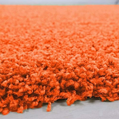 Wadan 80x150cm Orange Shaggy Rug - Rectangular Soft Touch Thick Pile Modern Area Rug - Rugs for Living & Bedroom Non Shedding