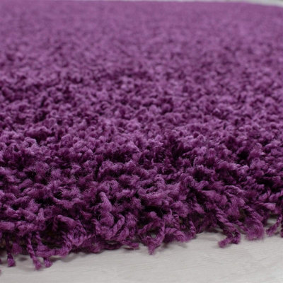Wadan 80x150cm Purple Shaggy Rug - Rectangular Soft Touch Thick Pile Modern Area Rug - Rugs for Living & Bedroom Non Shedding