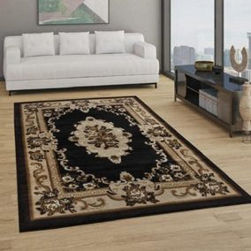 Wadan 80x320 cm Brown Gewels Traditional Rug, 10mm Soft Pile Washable Area Rugs, Classic Oriental Rug for Home and Office