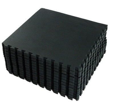 Wadan 8pc 60x60cm Black Interlocking Eva Floor Tiles, 32 SQ FT Non Slip