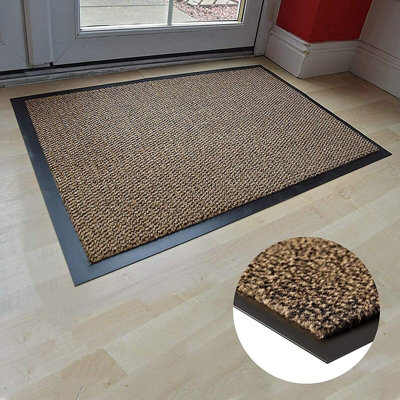 Wadan Brown 60x120cm Door Mat, Heavy Duty Washable Non-slip Rubber Back Entrance Rug, Shoes Scraper Barrier Mat Indoor & Outdoor