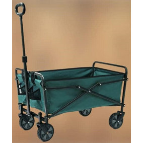 Wadan Green Garden Trolley on Wheels - Heavy Duty Folding Cart Trolley with Adjustable Handle and 80Kg Weight Capacity