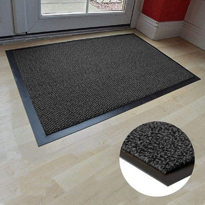 Wadan Grey 80x120 cm Door Mat Heavy Duty Washable Non slip Rubber Back Entrance Rug Shoes Scraper Barrier Mat Indoor Outdoor