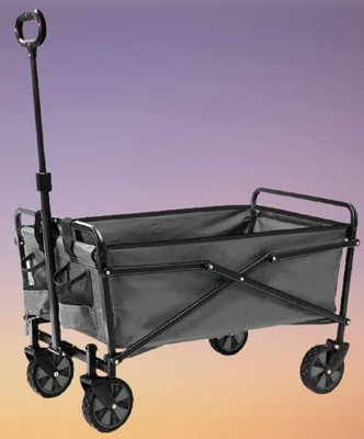 Wadan Grey Garden Trolley on Wheels - Heavy Duty Folding Cart Trolley with Adjustable Handle and 80Kg Weight Capacity