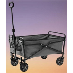Wadan Grey Garden Trolley on Wheels - Heavy Duty Folding Cart Trolley with Adjustable Handle and 80Kg Weight Capacity