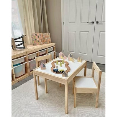 Wadan Kids Table and Chair Set Children Wooden Activity  Stylish White/Pine