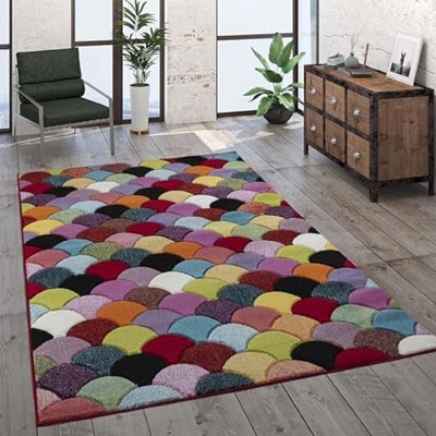 Wadan Multicoloured Rug 160x230cm Large Rug Soft Modern Rug Indoor Easy ...