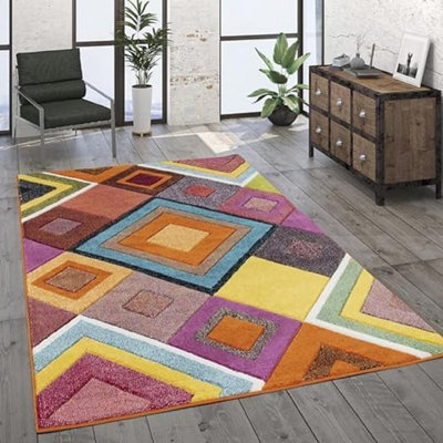 Wadan Multicoloured Rug 80x150cm Soft Indoor Living Room Rugs Modern Rug For Bedroom Geometric