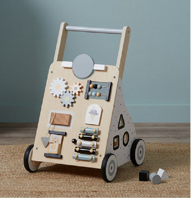 Wadan Wooden Baby Walker Toddler Push Along Trolley for Early Development Activity Centre for Boys Girls 30x35x54cm WXDXH