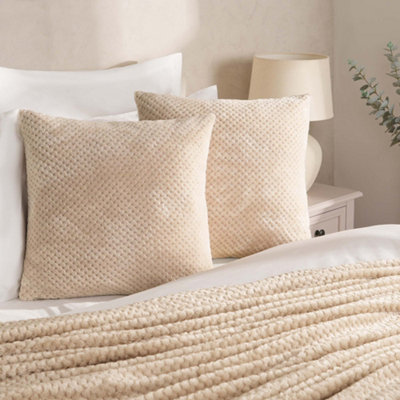 Waffle Fleece 2 x Cushion Covers Soft