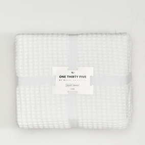 Waffle King Duvet Cover and Pillowcases Bedding Set White Premium Cotton