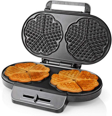 Waffle Maker Iron, Double Heart Shape Waffle Machine with Non Stick Plates & Adjustable Temperature Control, 1200W