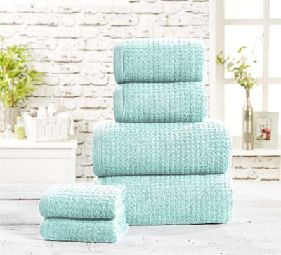 Duck egg blue patterned towels sale