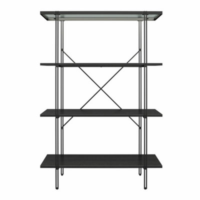 Wainwright 4 Shelf Bookcase Black Oak Look