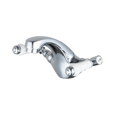 Walden Traditional Lever Mono Basin Mixer Tap & Pop Up Waste Chrome/White Balterley DIY at B&Q