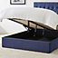 Waldorf Blue Upholstered Ottoman Storage Double Bed Frame Only