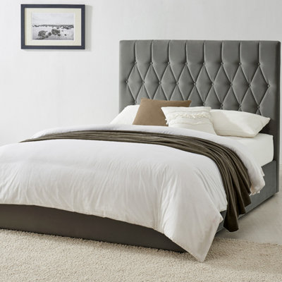 Dark grey upholstered on sale bed frame