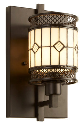 Waldorf Wall Light, Brown, Clear, Cream, Metal, Glass