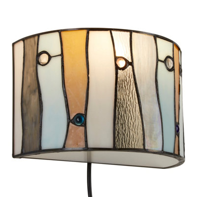 Waldorf Wall Light, Grey, Brown, Pink, Metal, Glass