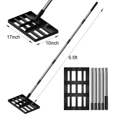 Walensee 6.5FT Stainless Steel Handle Lawn Leveling Rake for Soil and ...