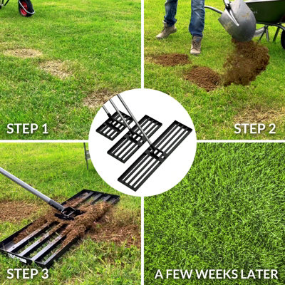 Walensee Lawn Leveling Rake 7FT Stainless Steel Handle Garden Golf ...