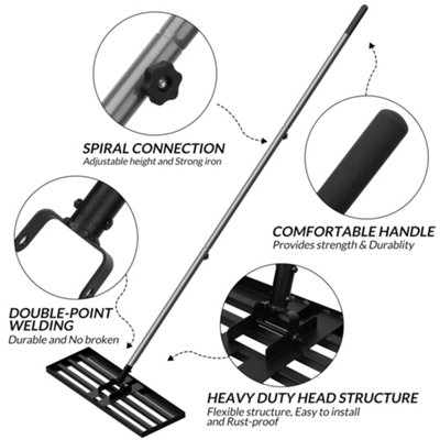 Walensee Lawn Leveling Rake 7FT Stainless Steel Handle Garden Golf ...