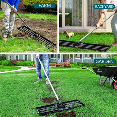 Walensee Lawn Leveling Rake 7FT Stainless Steel Handle Garden Golf ...