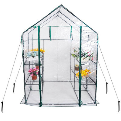 Walk In 4 shelf Greenhouse/ Grow House w/ PVC Cover for Garden - 6