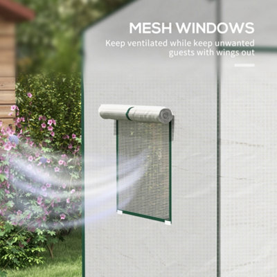 Walk-in Garden Green House with Large Roll-up Door and 2 Mesh Windows ...