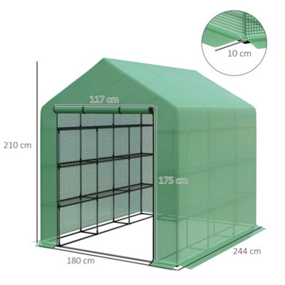 Walk in Garden Greenhouse with Shelves Polytunnel Steeple Grow House New - 3
