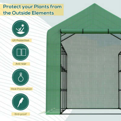 Walk in Garden Greenhouse with Shelves Polytunnel Steeple Grow House New - 6