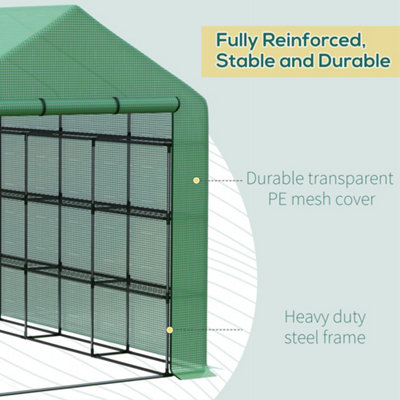 Walk in Garden Greenhouse with Shelves Polytunnel Steeple Grow House New - 4