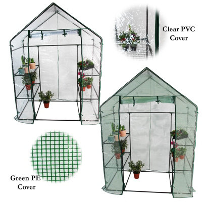 Walk In Greenhouse 4 Shelves With PE Cover Only