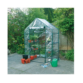 Walk In Greenhouse Vegetable Grow Tent Cold Frame 4 shelves Roll Up Zip Door