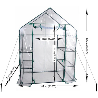 Walk In Greenhouse With PE Cover Garden Grow Green House with 4 Shelves - 5