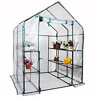 Walk In Greenhouse with PVC Cover Garden Grow Green House 8 Shelves