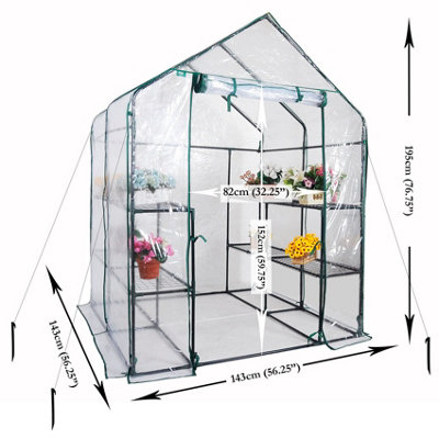 Walk In Greenhouse with PVC Cover Garden Grow Green House 8 Shelves - 3