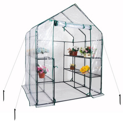 Walk In Greenhouse with PVC Cover Garden Grow Green House 8 Shelves - 4
