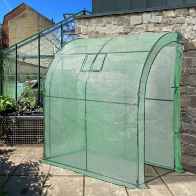 Walk-In Lean-to Wall Greenhouse - Heavy Duty Garden Plant Grow House with 2 Zippered Roll-Up Doors