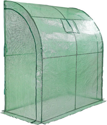Walk-In Lean-to Wall Greenhouse - Heavy Duty Garden Plant Grow House with 2 Zippered Roll-Up Doors - 3