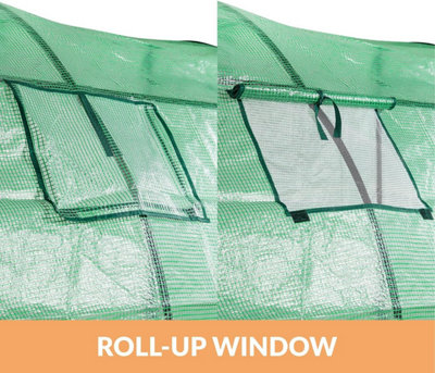 Walk-In Lean-to Wall Greenhouse - Heavy Duty Garden Plant Grow House with 2 Zippered Roll-Up Doors - 5